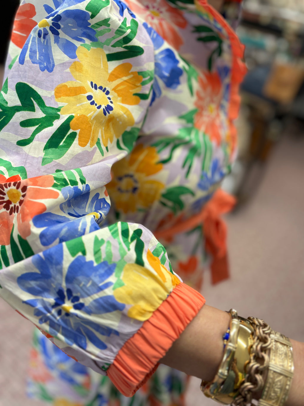 Waist Tie Floral Tiered Dressed