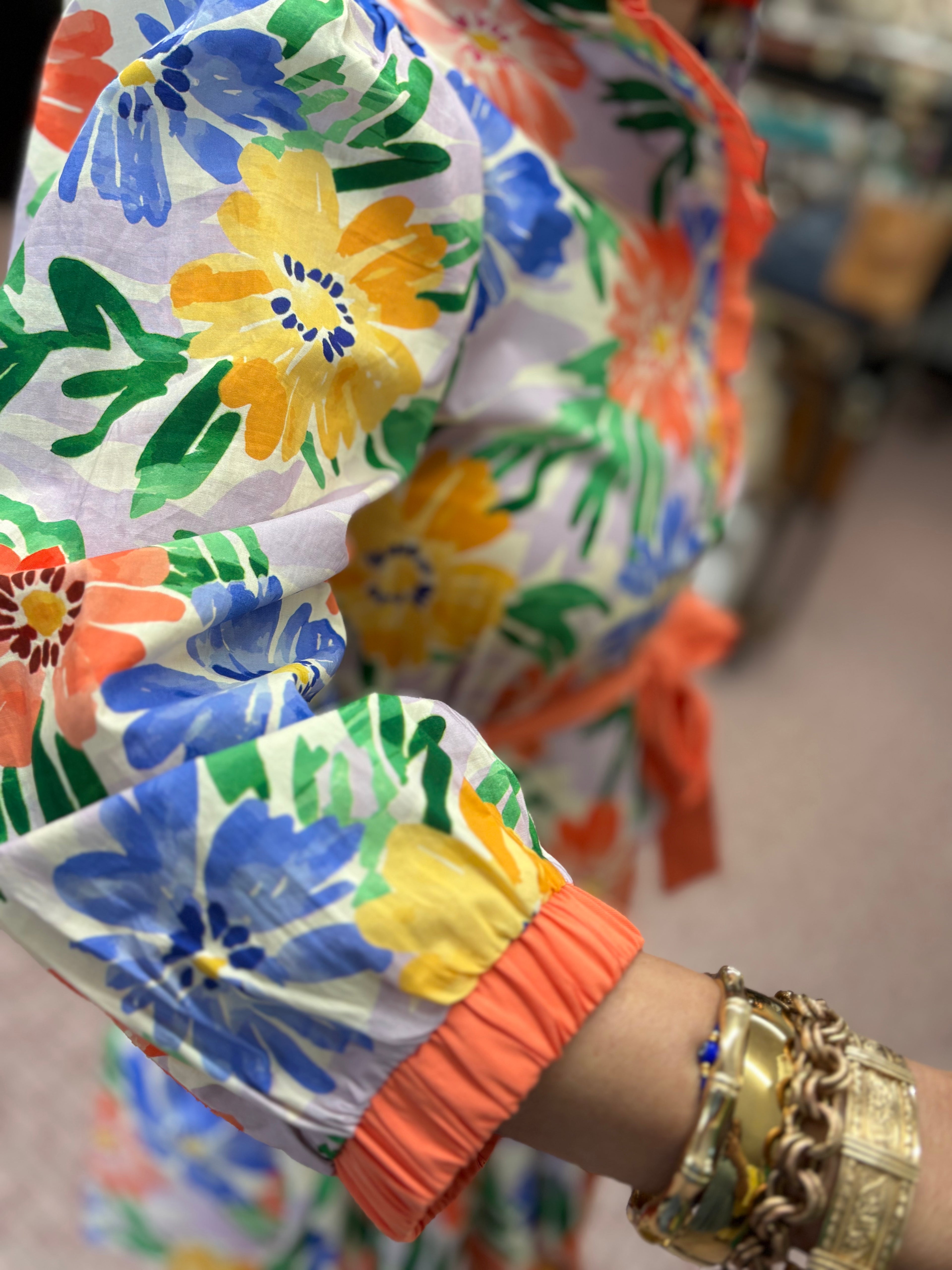 Waist Tie Floral Tiered Dressed