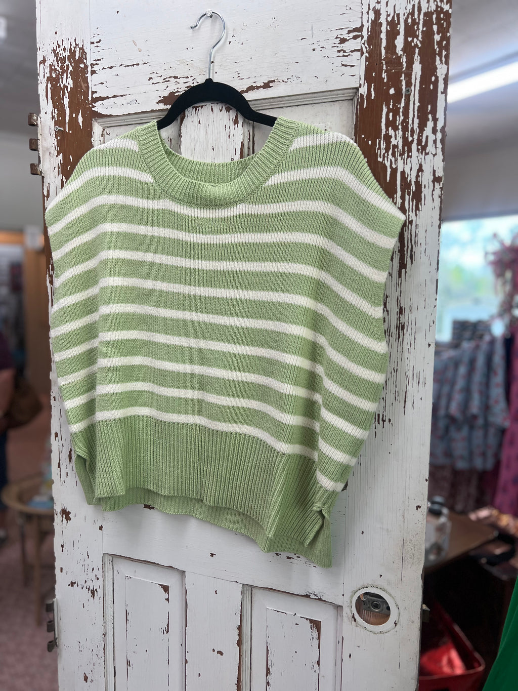 Striped Cap Sleeve Sweater Top