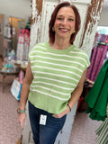 Striped Cap Sleeve Sweater Top