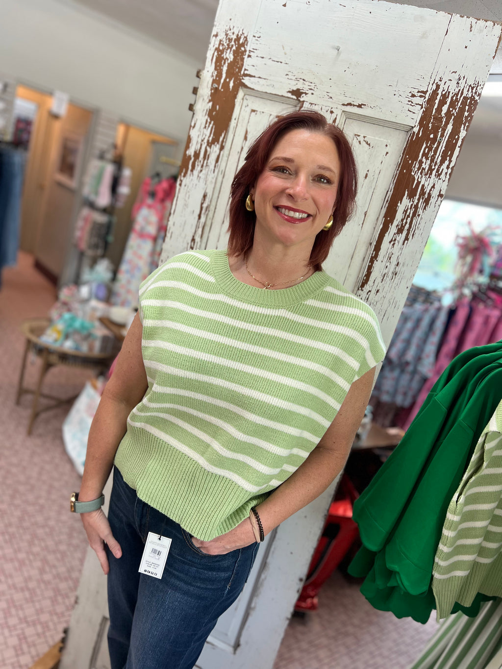 Striped Cap Sleeve Sweater Top