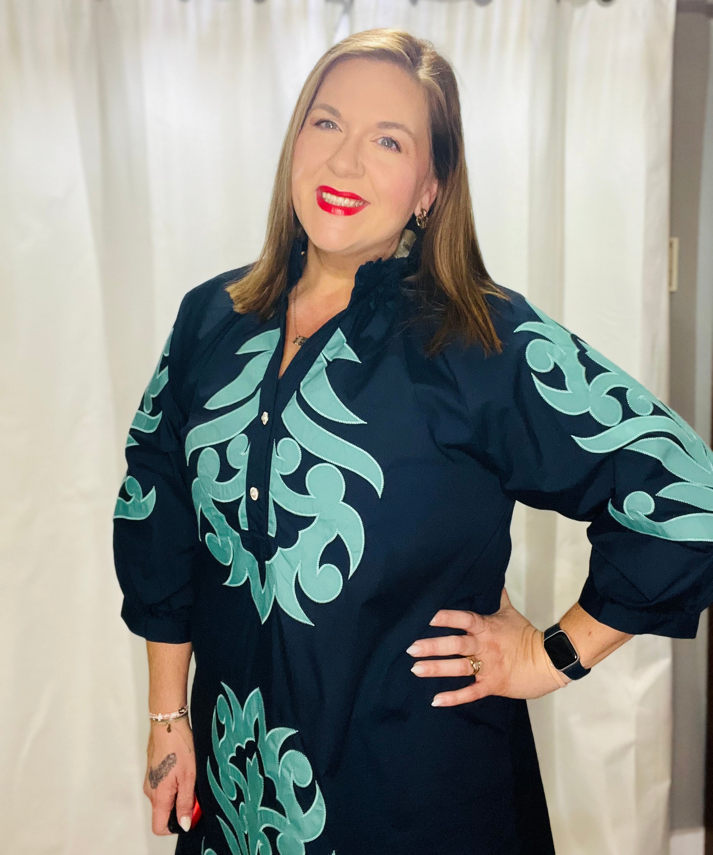 Jodifl  Baroque floral applique shift dress