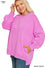 PIGMENT DYE FLEECE HI-LOW HEM PULLOVER WITH POCKET PLUS