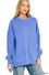 Pigment dye fleece hi-low hem pullover with pocket