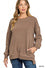 Pigment dye fleece hi-low hem pullover with pocket