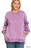 Zenana Plus acid wash fleece hi-low hem pullover