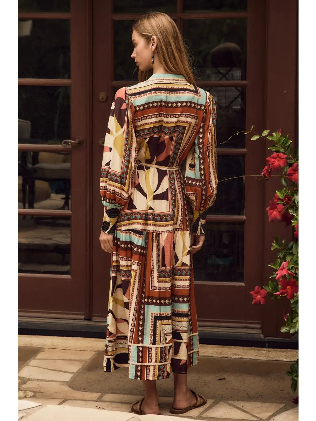 Mixed Print Tiered Maxi Dress