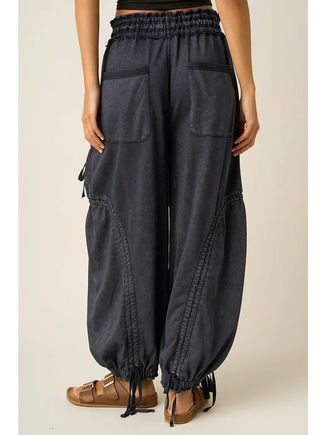 Washed French Terry Drop Pocket Balloon Pants