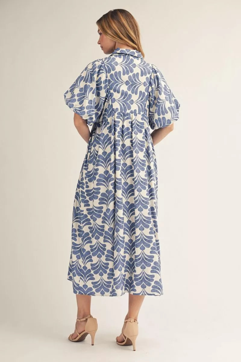 Jodifl Short puff sleeves boho floral midi dress