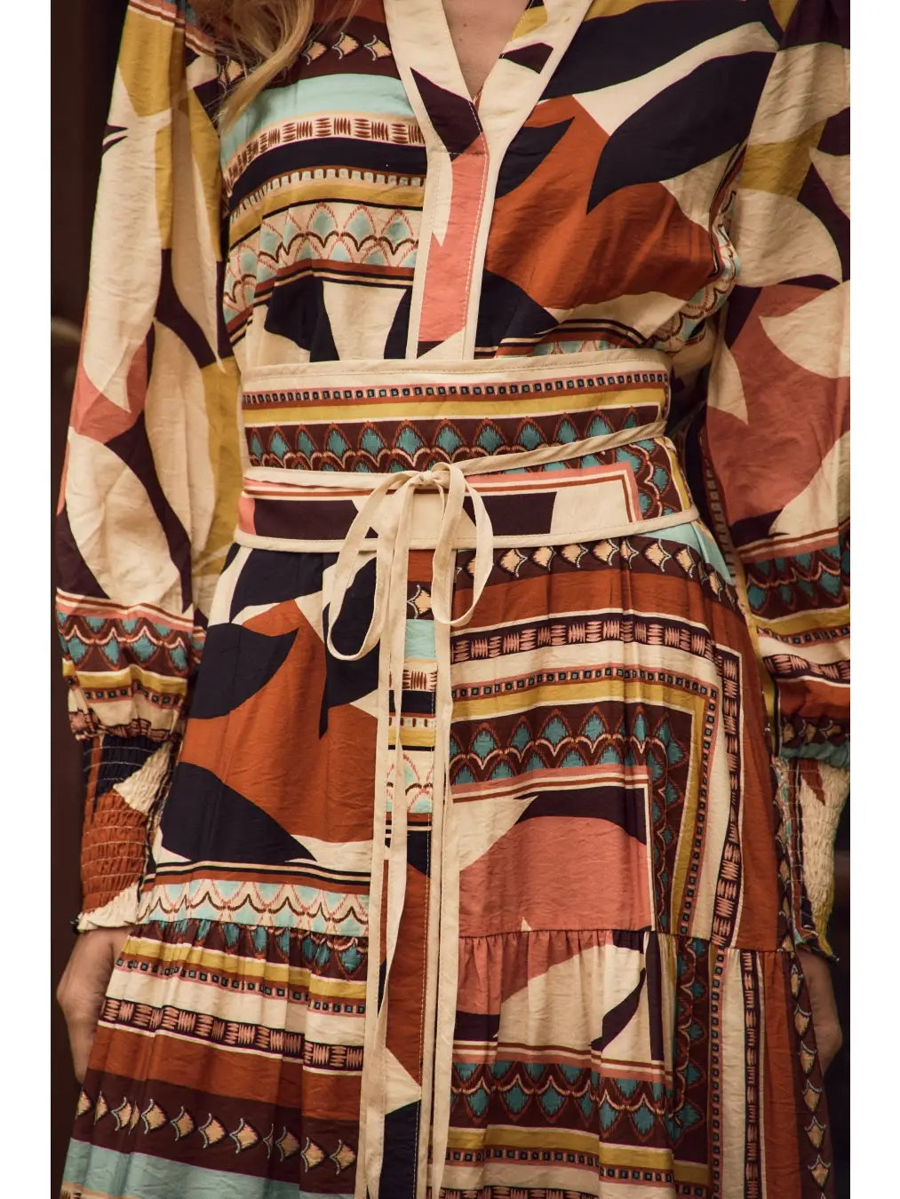 Mixed Print Tiered Maxi Dress