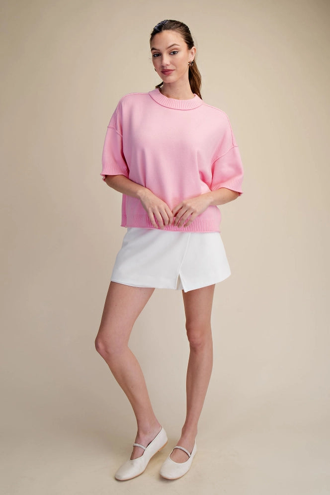 Crew-Neck Elbow-Length Sleeves Sweater