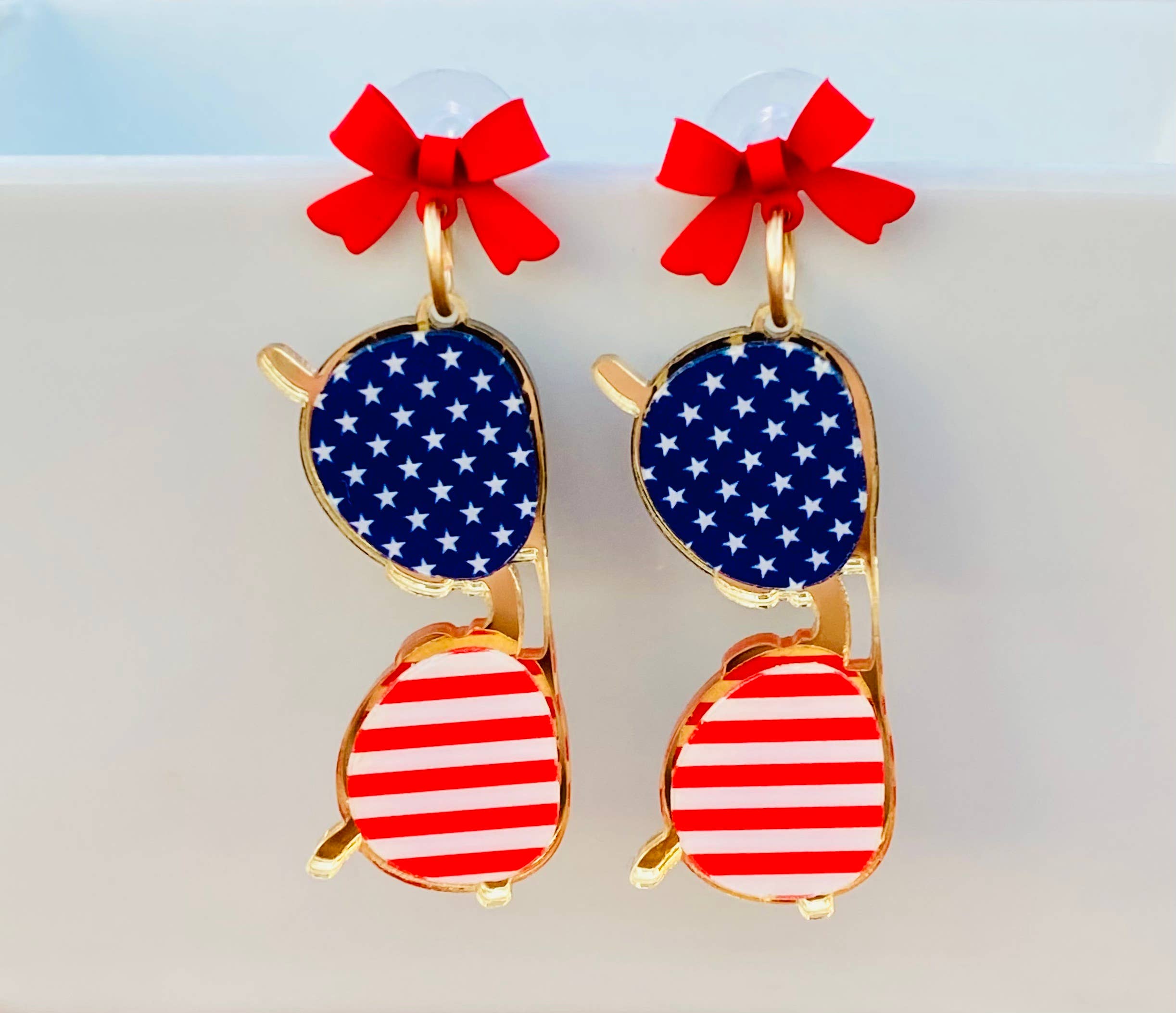 Patriotic American Sunglass Bow Earrings