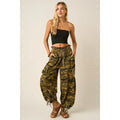 Camo Cargo Drawstring Parachute Pants