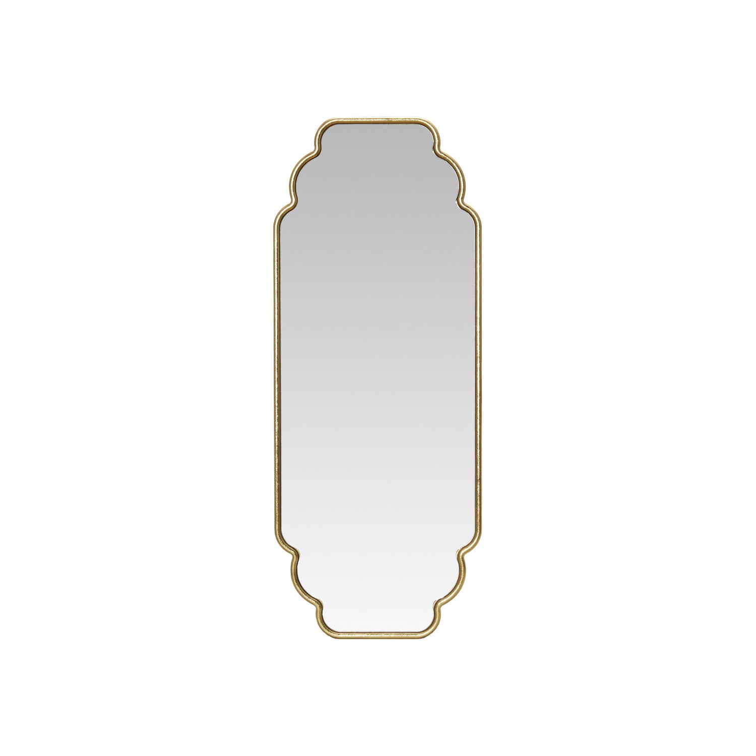 Metal Framed Scalloped Wall Mirror, Gold Finish