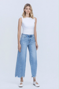 HIGH RISE MEDIUM LIGHT SIDE PANEL CROP-WIDE JEANS