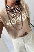 Howdy Western Knit Sweater Vest Contrast Trim Top