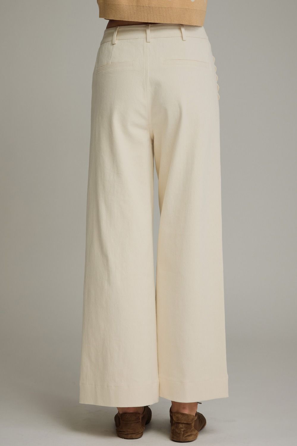 Solid wide leg pants featuring scallop accent trim PLUS