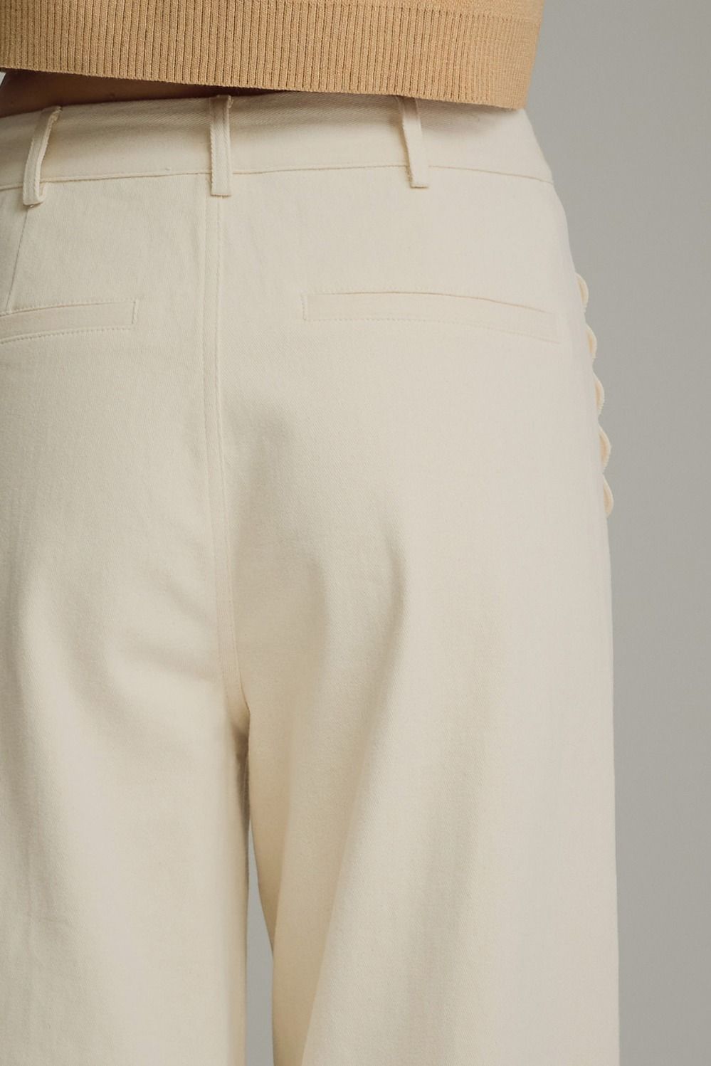 Solid wide leg pants featuring scallop accent trim PLUS