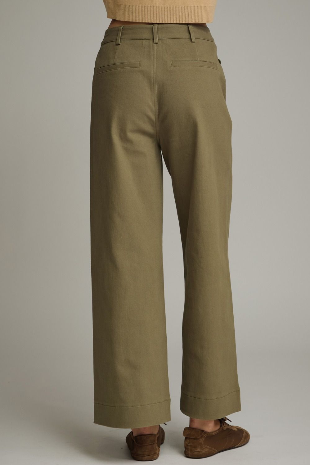 Solid wide leg pants featuring scallop accent trim PLUS