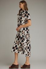 Printed short sleeve midi shirt dress