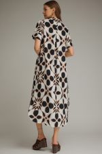 Printed short sleeve midi shirt dress