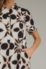 Printed short sleeve midi shirt dress