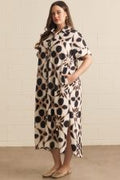 Printed short sleeve midi shirt dress PLUS