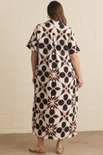 Printed short sleeve midi shirt dress PLUS