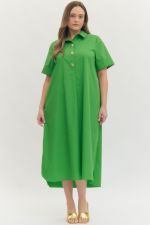 Solid short sleeve midi dress