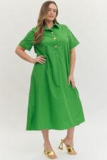 Solid short sleeve midi dress