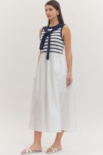 Striped sleeveless midi dress