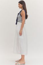 Striped sleeveless midi dress