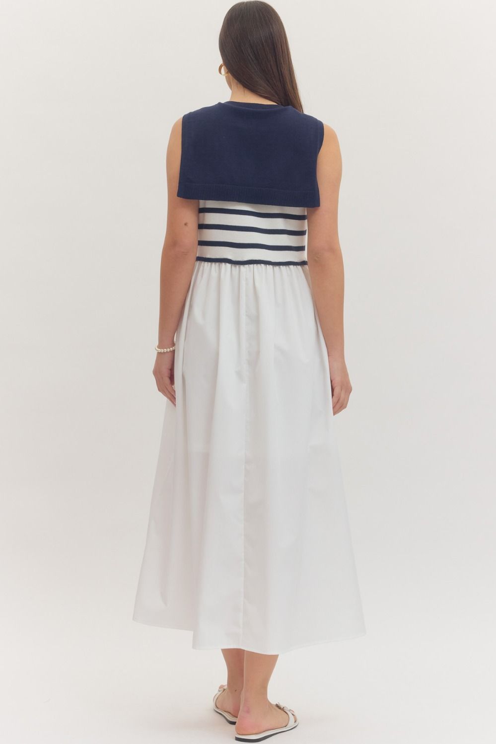 Striped sleeveless midi dress