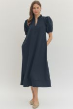 Entro short puff sleeve mid dress