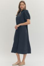 Entro short puff sleeve mid dress