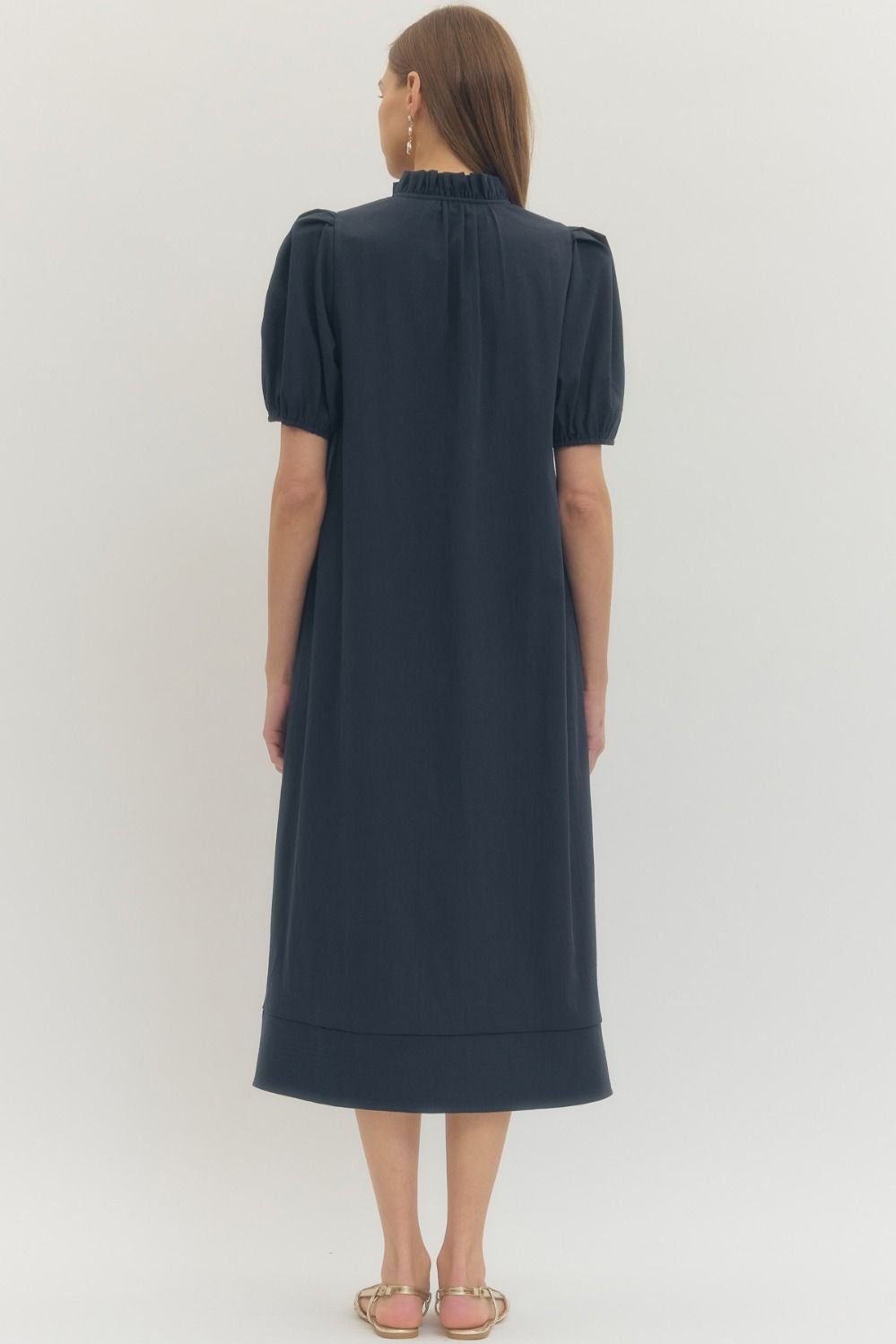 Entro short puff sleeve mid dress