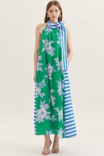 Entro Botanical print sleeveless midi dress
