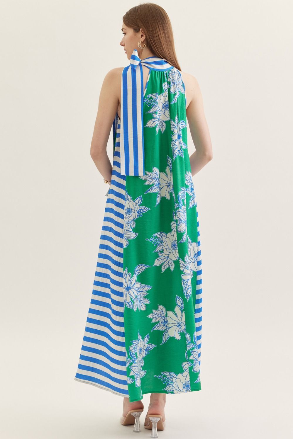 Entro Botanical print sleeveless midi dress
