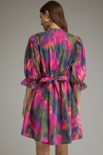 Printed puff sleeve mini dress