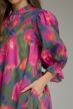 Printed puff sleeve mini dress