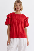 Entro Red Ruffle Top