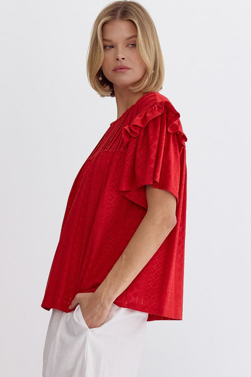 Entro Red Ruffle Top