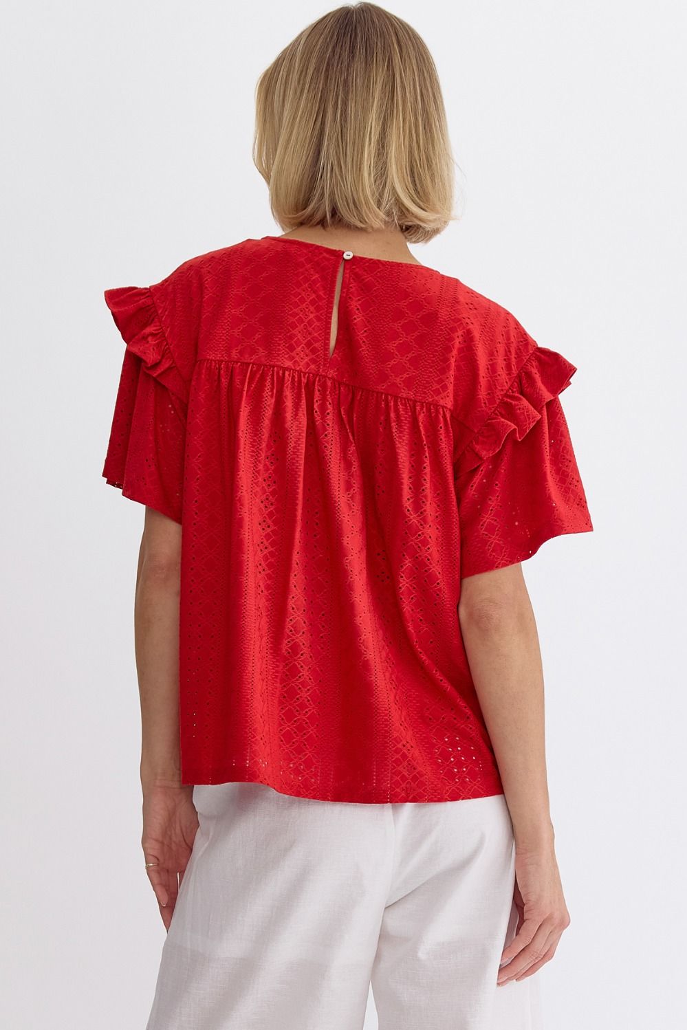 Entro Red Ruffle Top