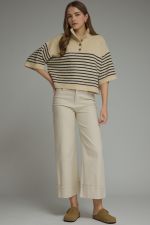 Stripe short sleeve knit top