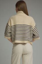 Stripe short sleeve knit top