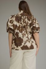 Printed short puff sleeve top PLUS