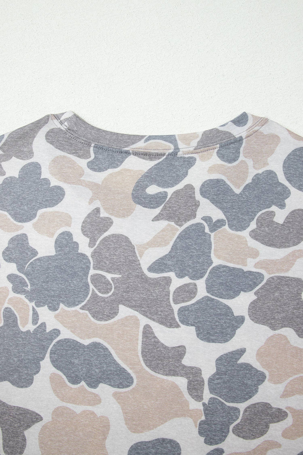 Neutral Camo Print Oversized Casual Crewneck T Shirt