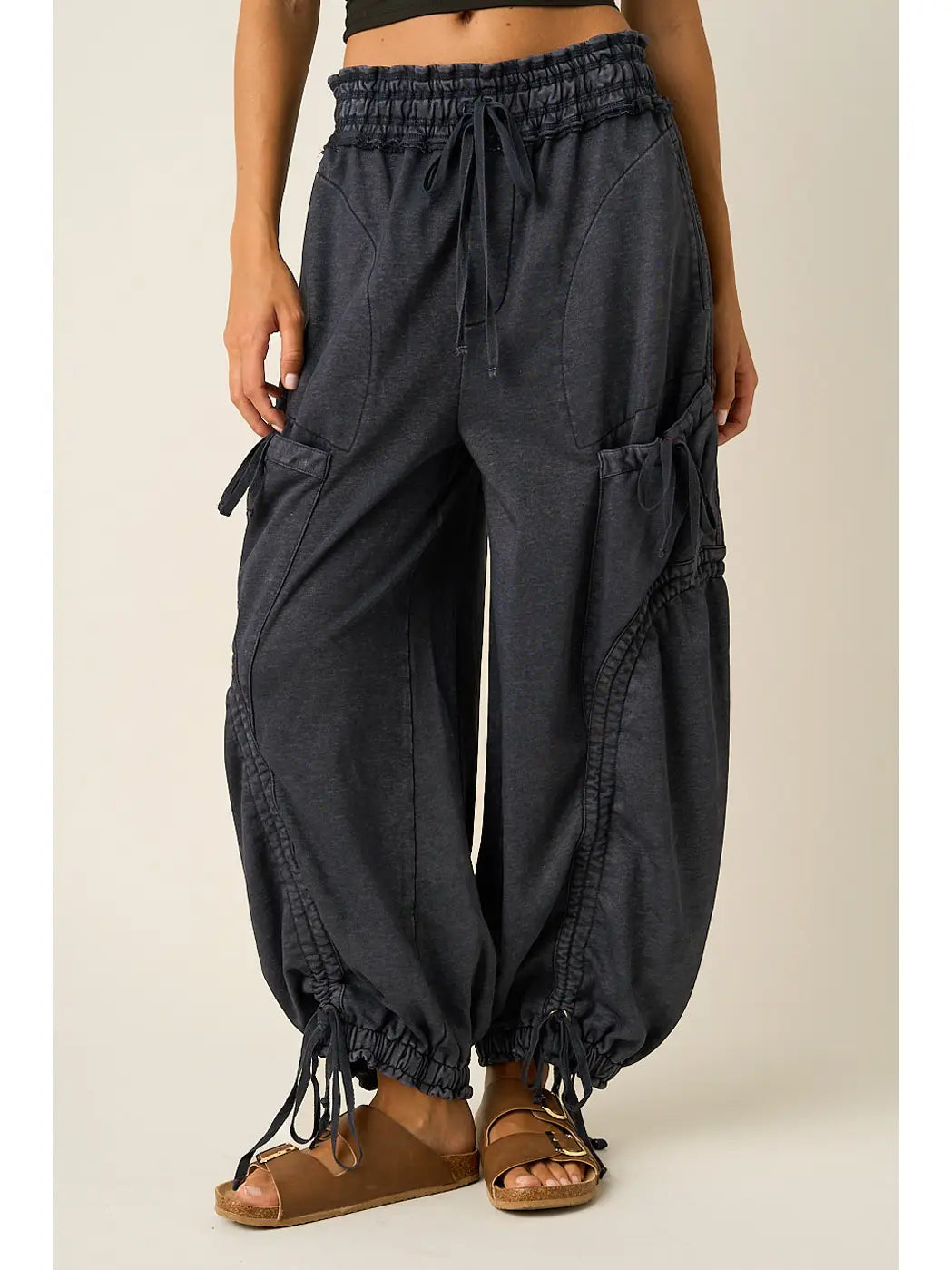 Washed French Terry Drop Pocket Balloon Pants