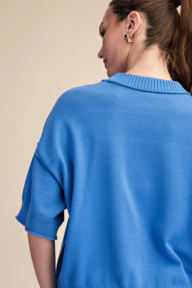 Crew-Neck Elbow-Length Sleeves Sweater