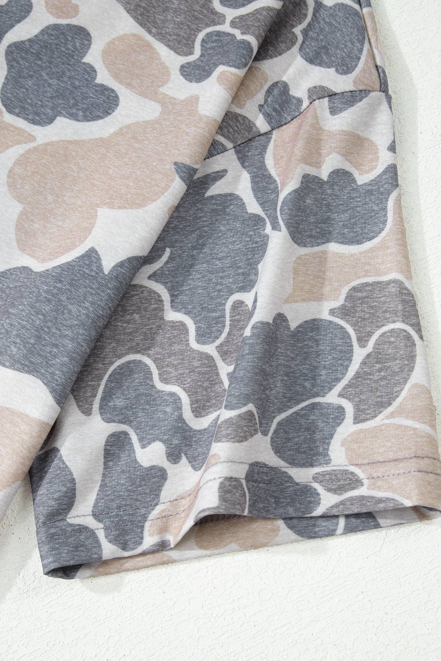 Neutral Camo Print Oversized Casual Crewneck T Shirt
